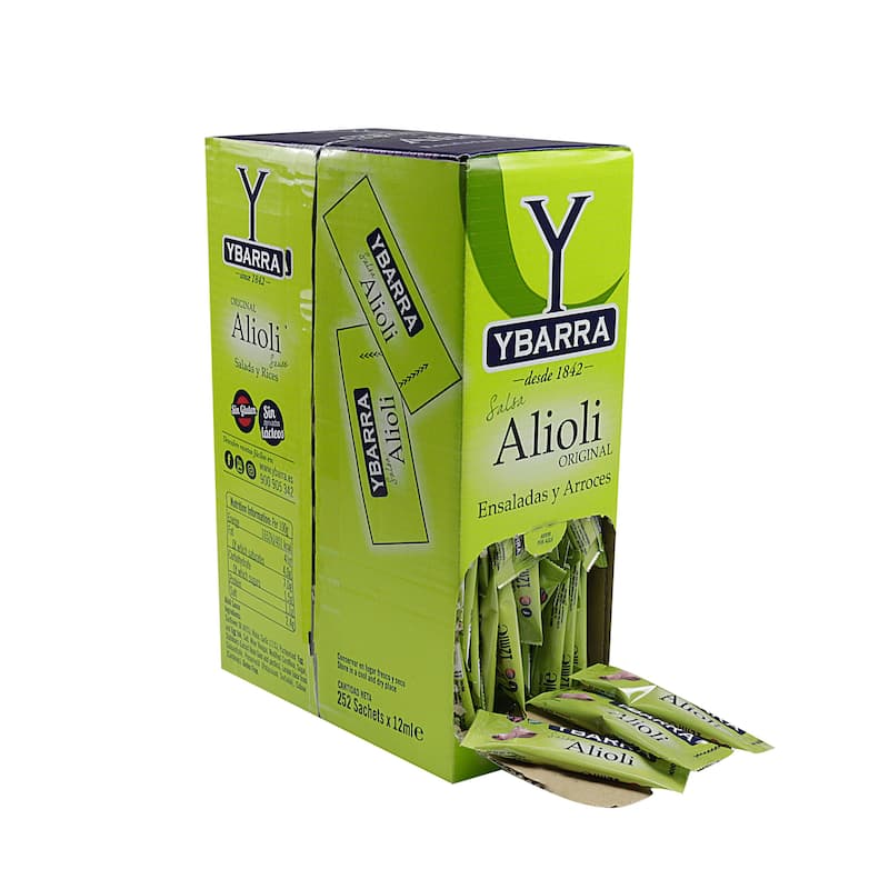 Caja monodosis sachets alioli Ybarra